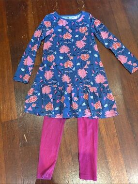 Tea Collection Blue Floral Tunic with Pink Accents